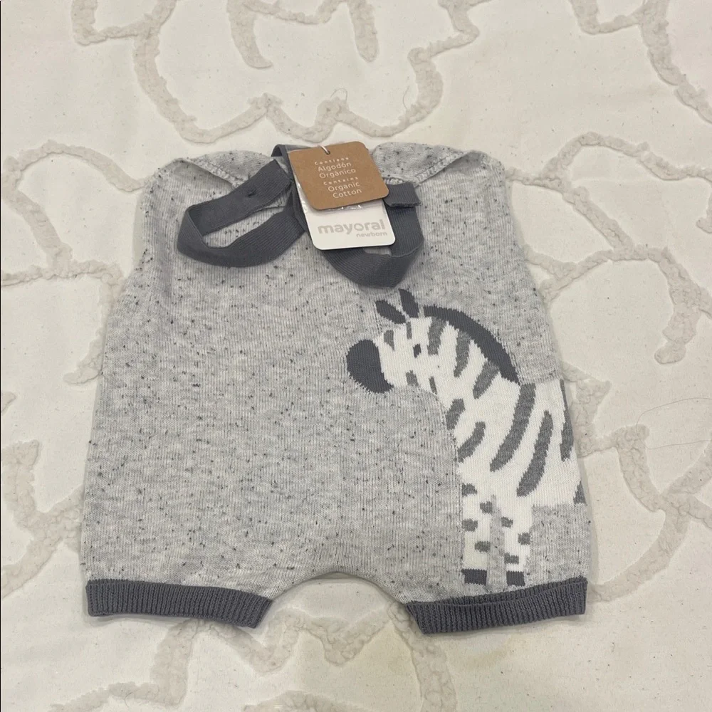 Mayoral Gray Knit Diaper Cover with Zebra Design